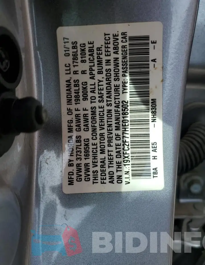 19XFC2F77HE018502 Photo# 12