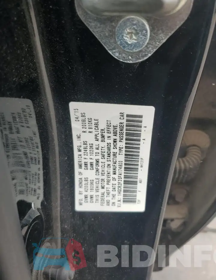 1HGCR2F35FA174800 Photo# 12