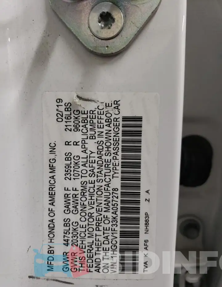 1HGCV1F33KA057278 Photo# 13
