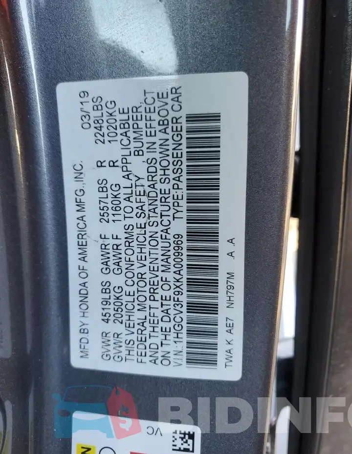 1HGCV3F9XKA009969 Photo# 12