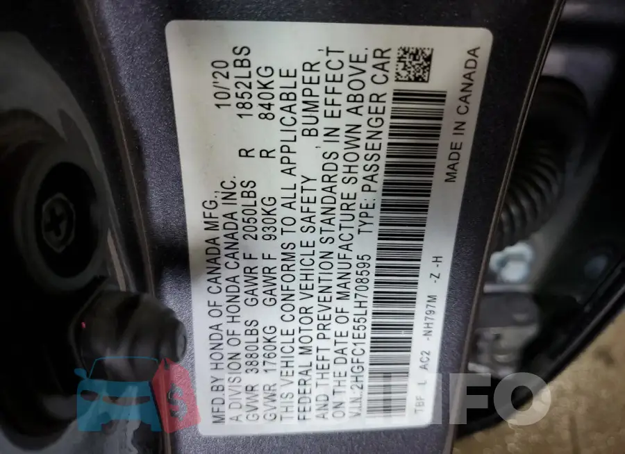 2HGFC1E55LH708595 Photo# 12