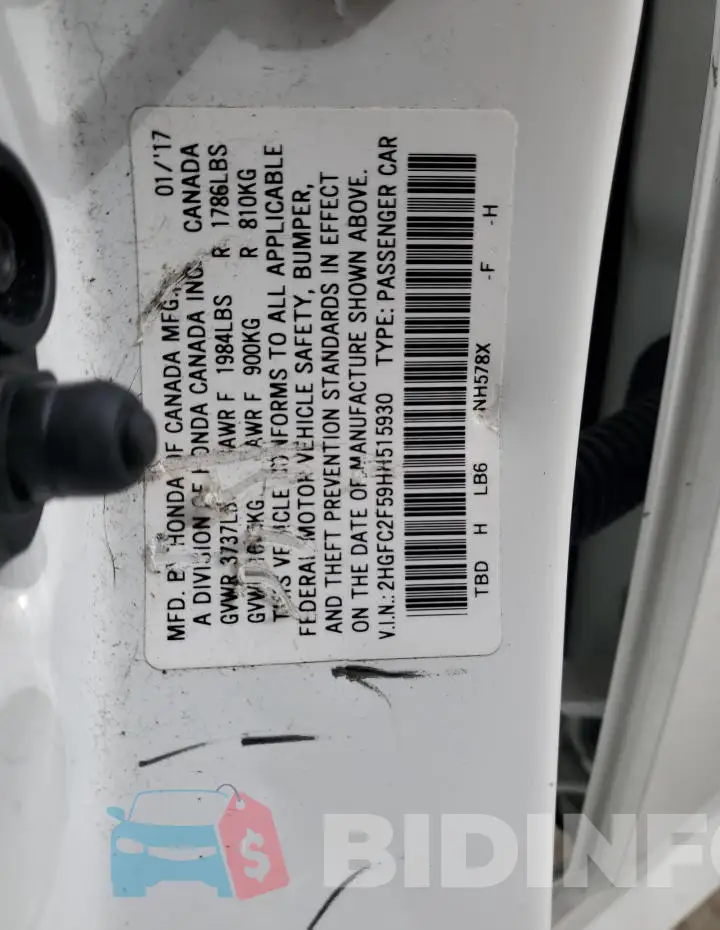 2HGFC2F59HH515930 Photo# 12