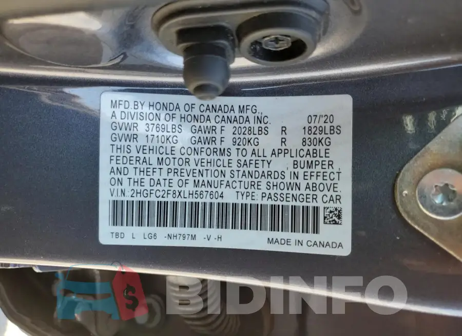 2HGFC2F8XLH567604 Photo# 13