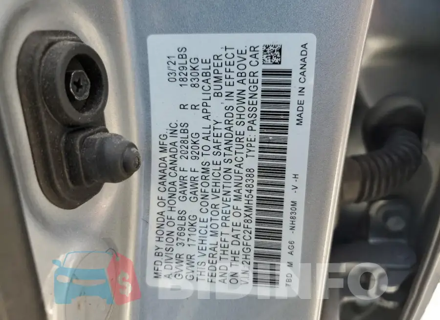 2HGFC2F8XMH548388 Photo# 12