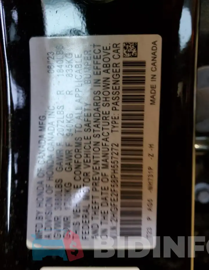 2HGFE2F58PH557272 Photo# 13