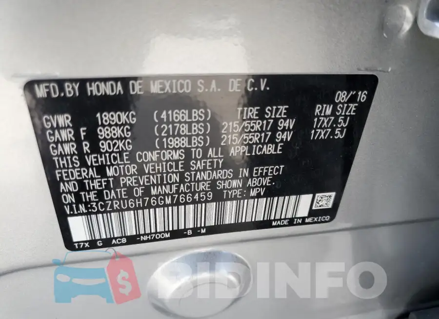 3CZRU6H76GM766459 Photo# 14