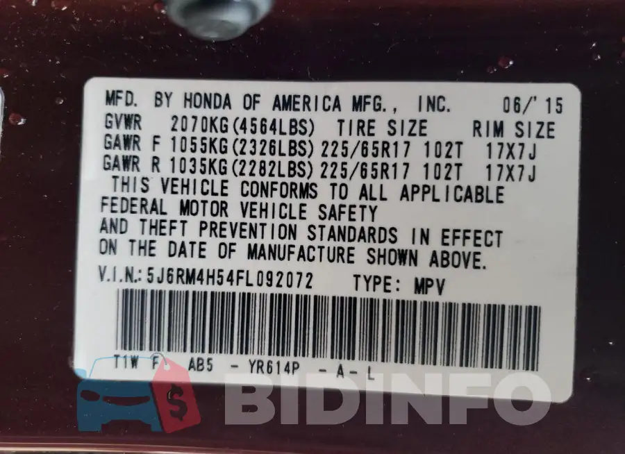5J6RM4H54FL092072 Photo# 13