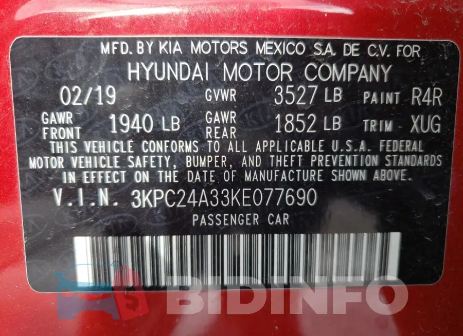 3KPC24A33KE077690 Photo# 13
