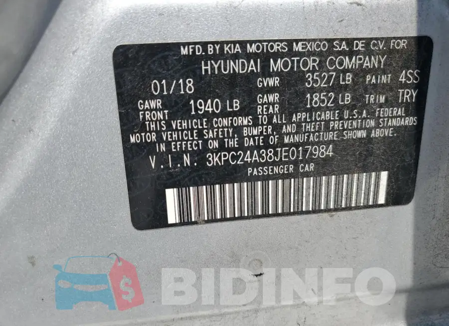 3KPC24A38JE017984 Photo# 12