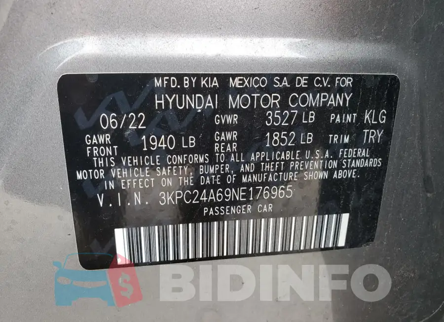 3KPC24A69NE176965 Photo# 12
