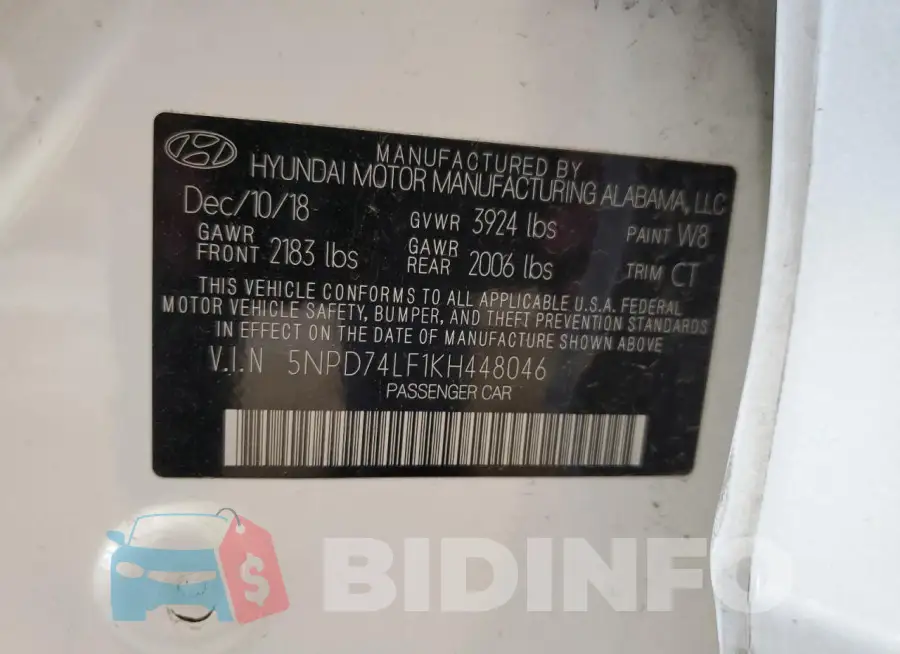 5NPD74LF1KH448046 Photo# 12