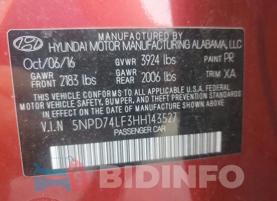 5NPD74LF3HH143527 Photo# 12