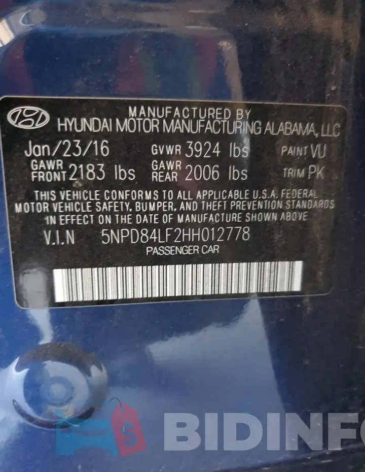 5NPD84LF2HH012778 Photo# 13