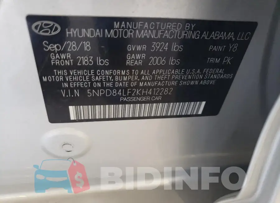 5NPD84LF2KH412282 Photo# 12