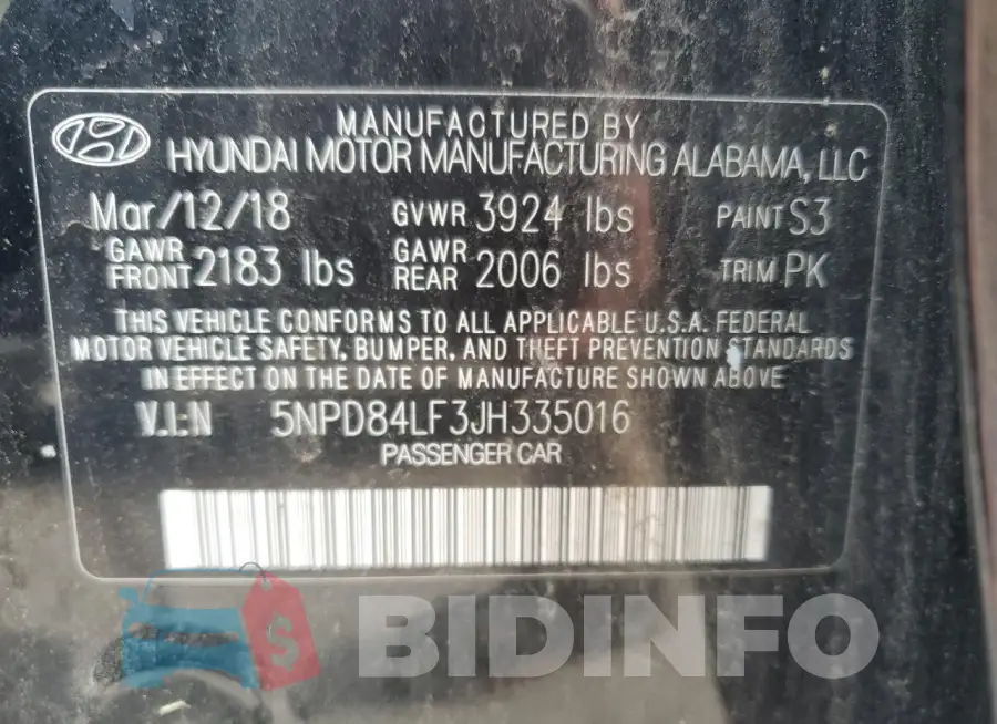 5NPD84LF3JH335016 Photo# 12