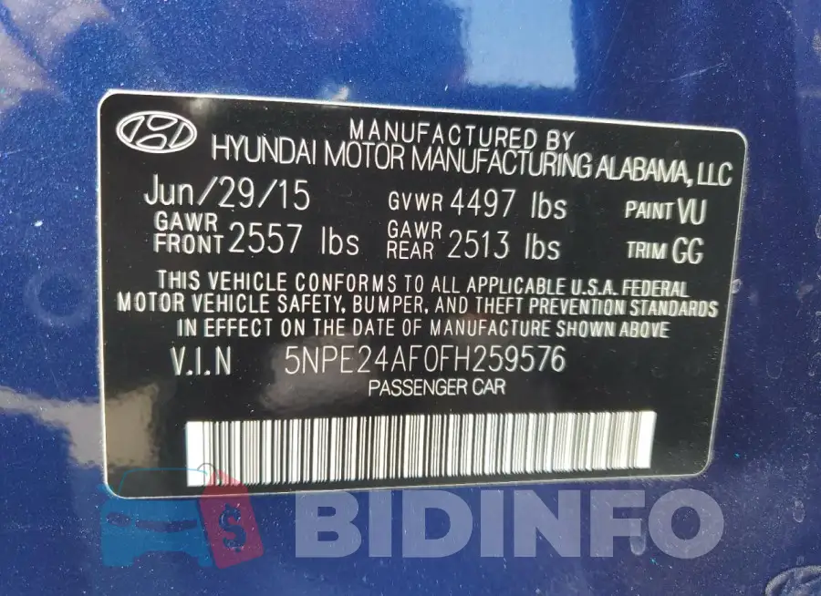 5NPE24AF0FH259576 Photo# 12