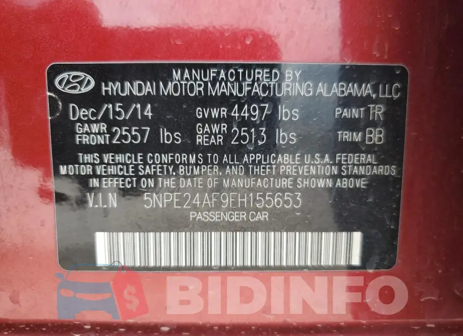 5NPE24AF9FH155653 Photo# 12