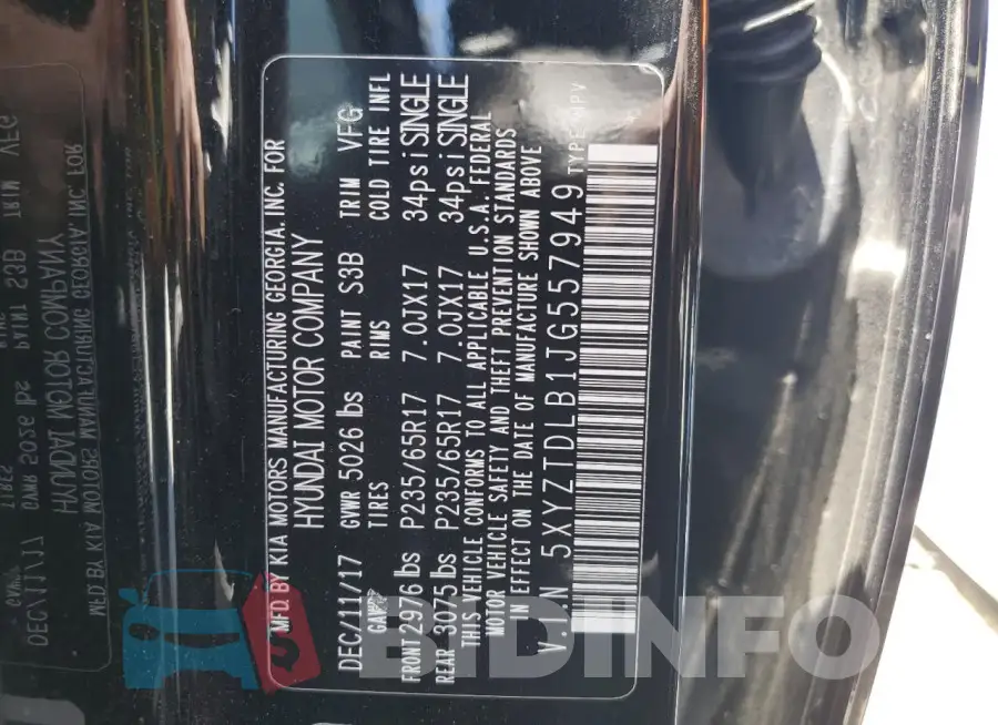 5XYZTDLB1JG557949 Photo# 13
