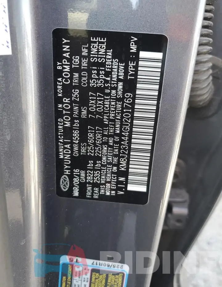KM8J23A44GU201769 Photo# 12