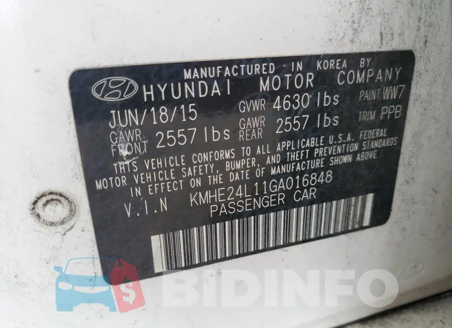 KMHE24L11GA016848 Photo# 12