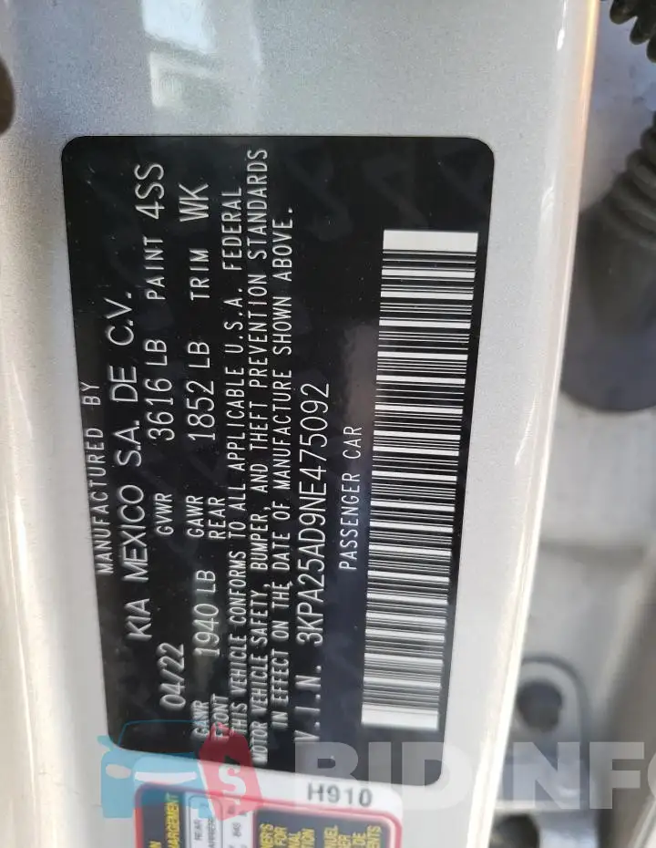 3KPA25AD9NE475092 Photo# 12