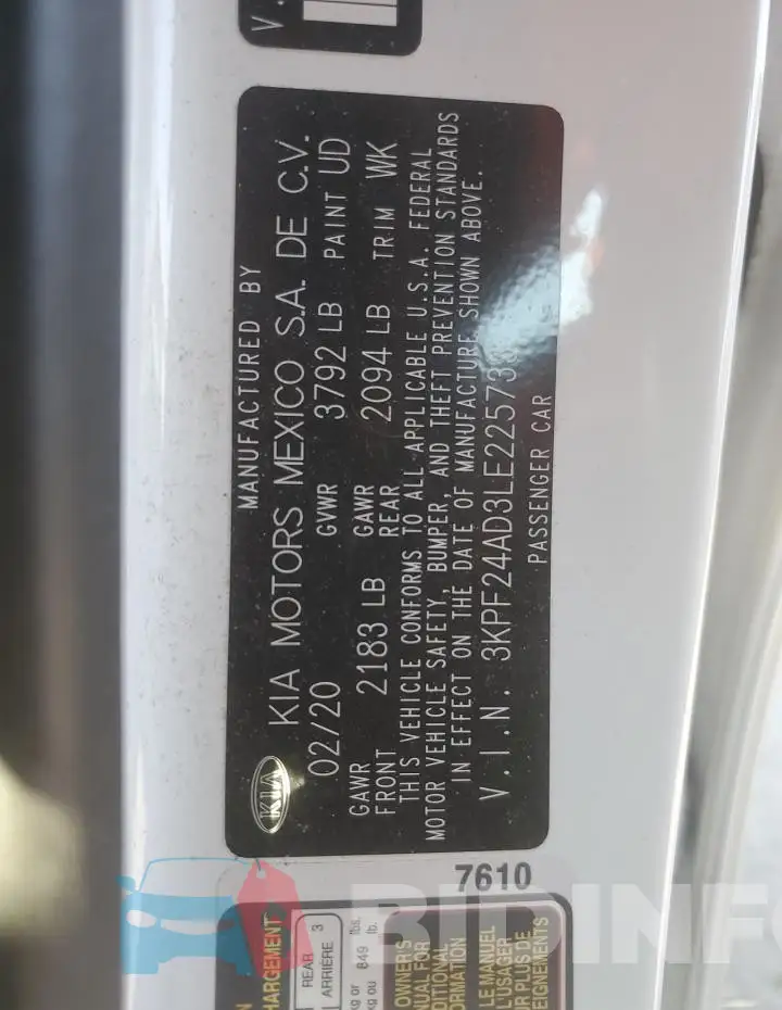3KPF24AD3LE225733 Photo# 13