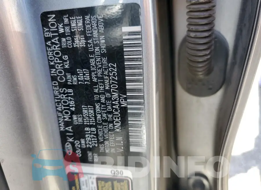 KNDEUCAA3M7072522 Photo# 12
