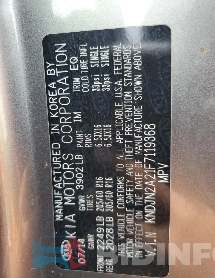KNDJN2A21F7119368 Photo# 14