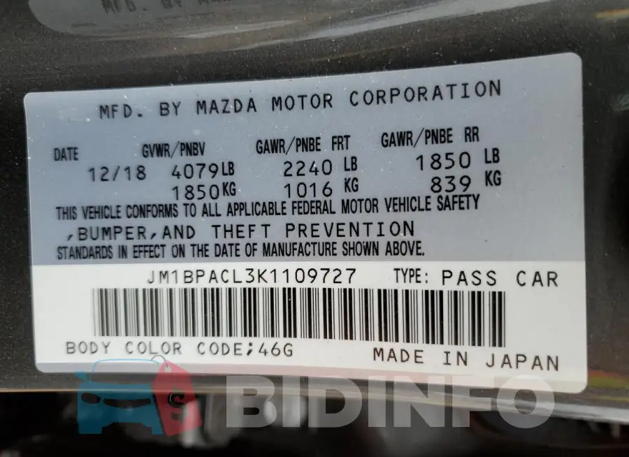 JM1BPACL3K1109727 Photo# 12