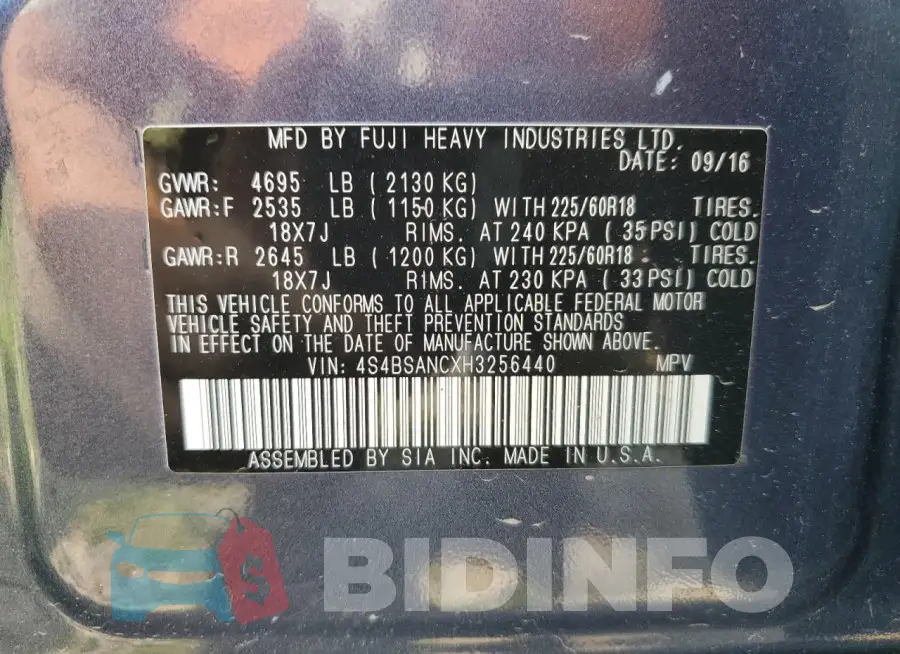 4S4BSANCXH3256440 Photo# 13
