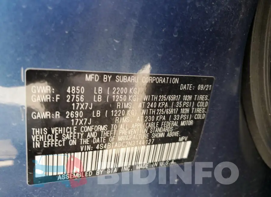 4S4BTADC2N3144127 Photo# 12