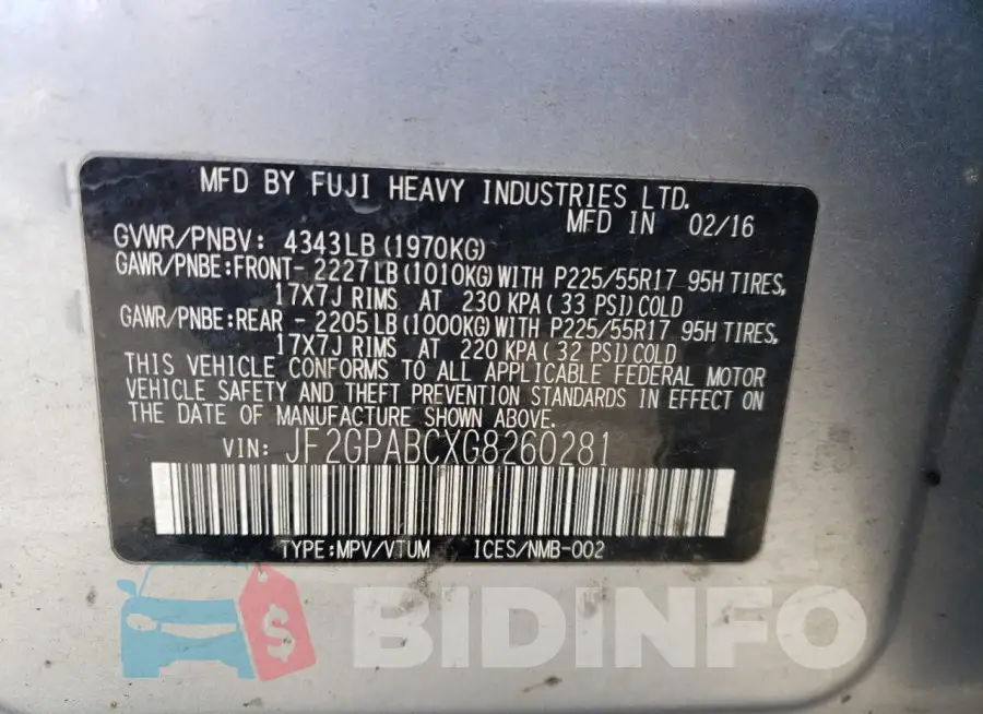 JF2GPABCXG8260281 Photo# 12