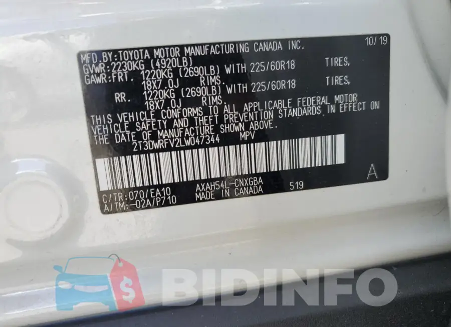 2T3DWRFV2LW047344 Photo# 14