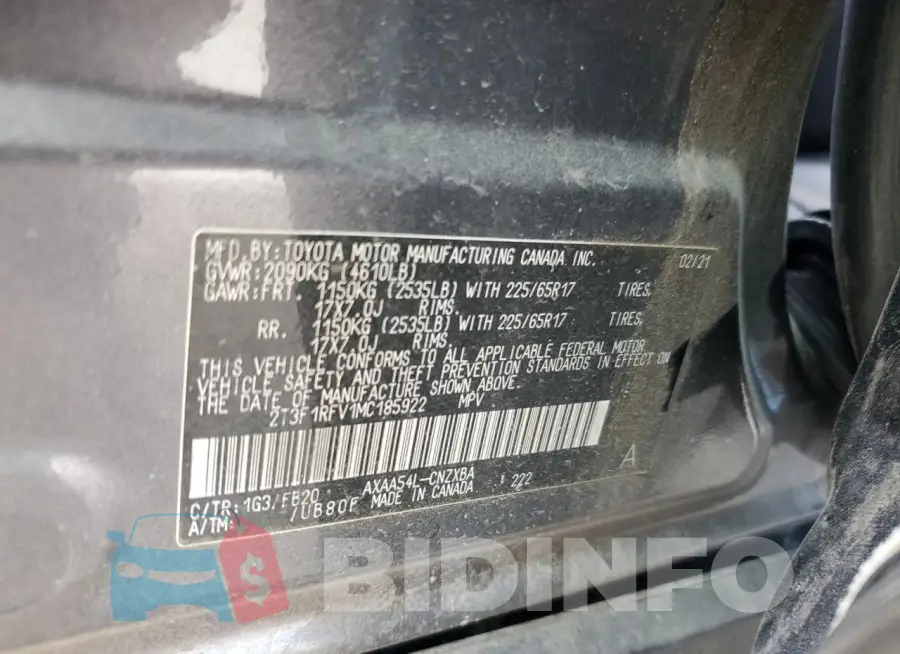 2T3F1RFV1MC185922 Photo# 14
