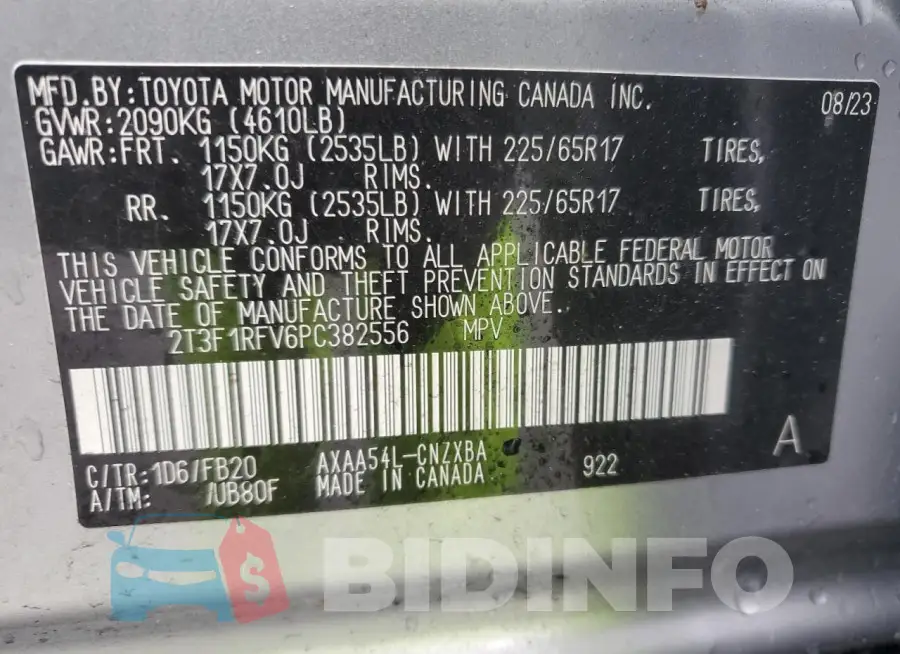 2T3F1RFV6PC382556 Photo# 13