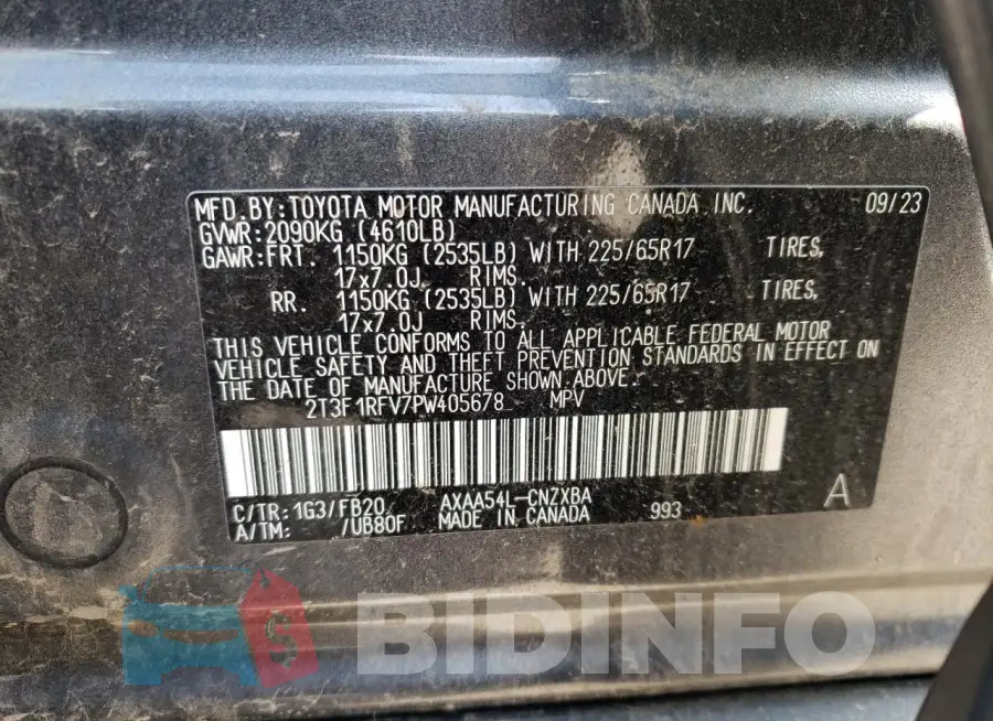 2T3F1RFV7PW405678 Photo# 12