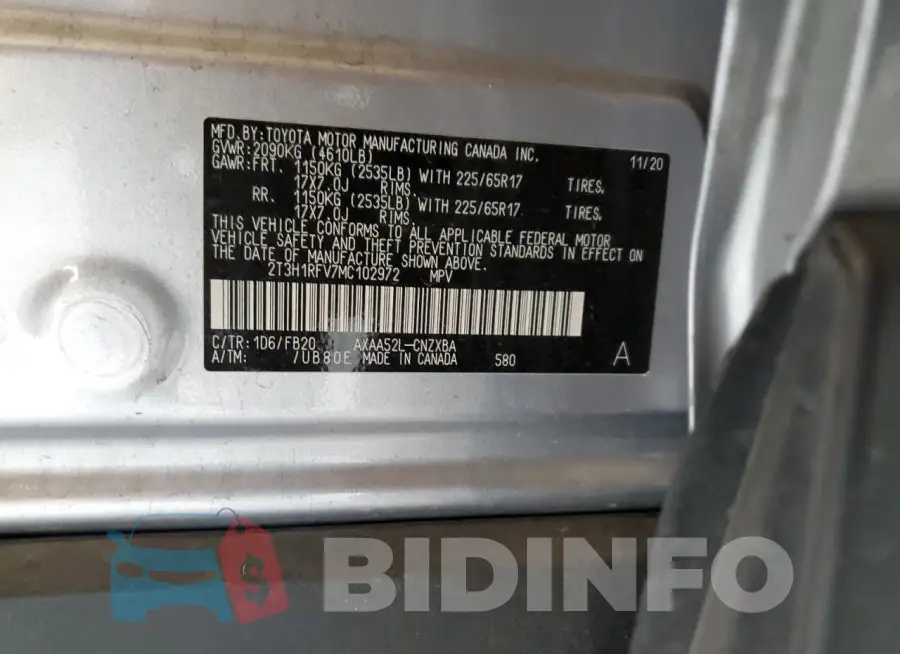 2T3H1RFV7MC102972 Photo# 13