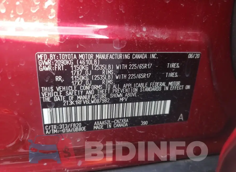 2T3K1RFV6LW087982 Photo# 12