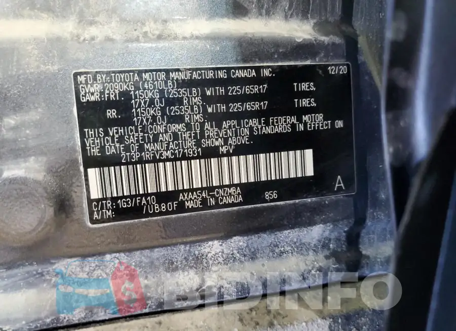 2T3P1RFV3MC171931 Photo# 12
