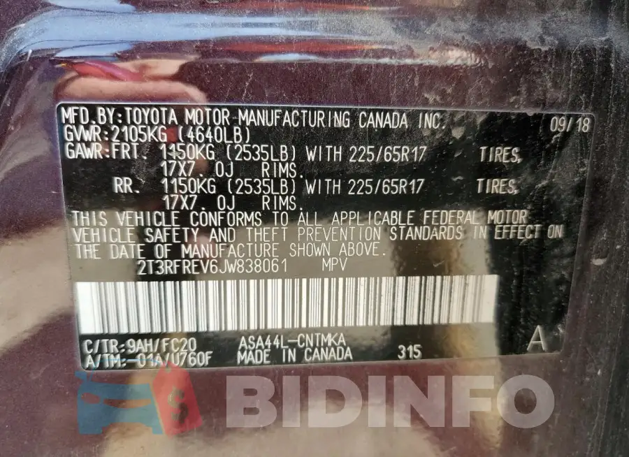 2T3RFREV6JW838061 Photo# 14