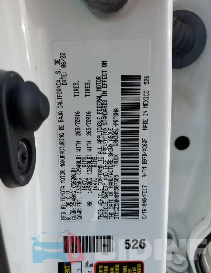 3TMCZ5AN4NM507305 Photo# 13