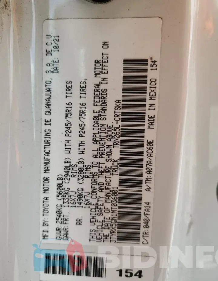 3TYRX5GN1NT036001 Photo# 12