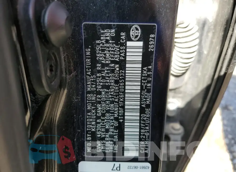 4T1BF1FK6FU065132 Photo# 12