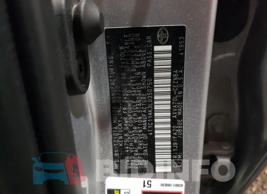 4T1C11AK3LU350750 Photo# 13