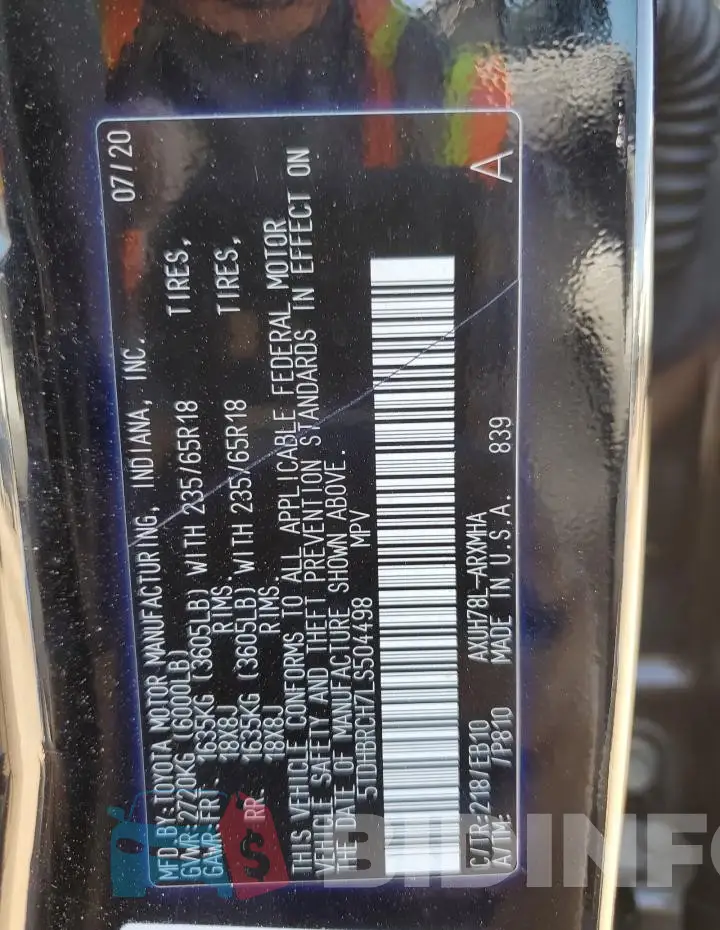 5TDHBRCH7LS504498 Photo# 14