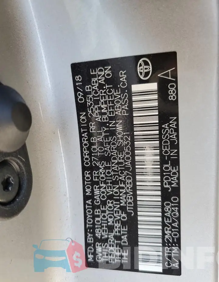 JTDBVRBD7JA005321 Photo# 12