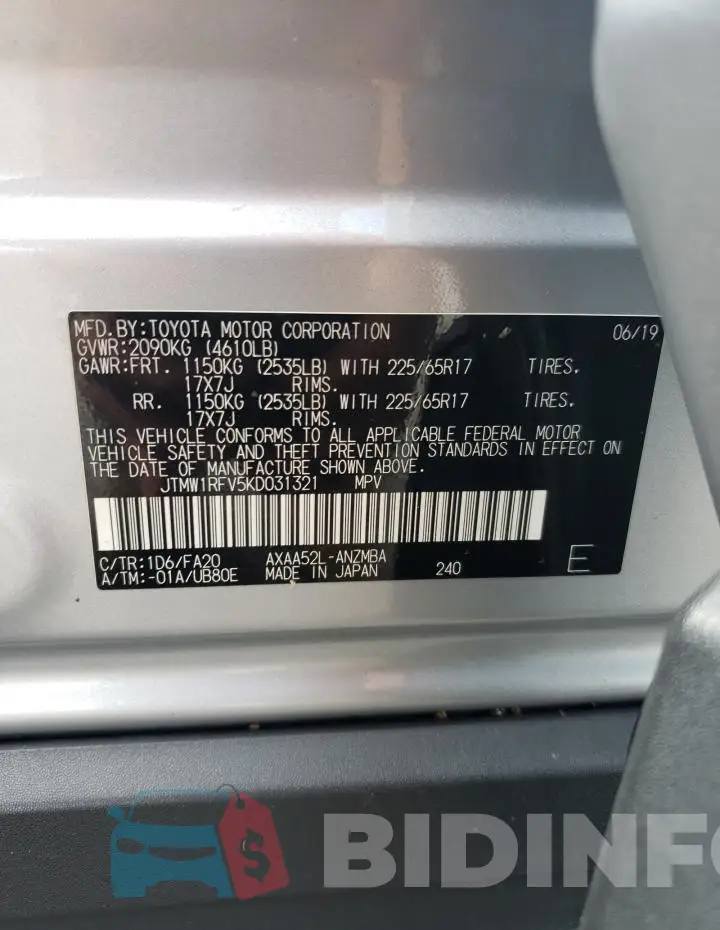 JTMW1RFV5KD031321 Photo# 14