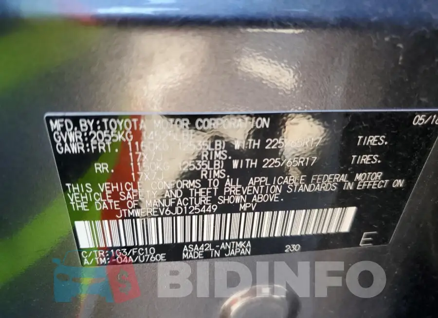 JTMWFREV6JD125449 Photo# 12