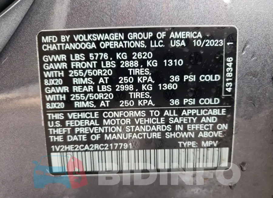 1V2HE2CA2RC217791 Photo# 13