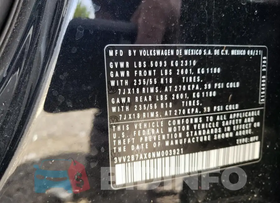3VV2B7AX6NM003921 Photo# 13